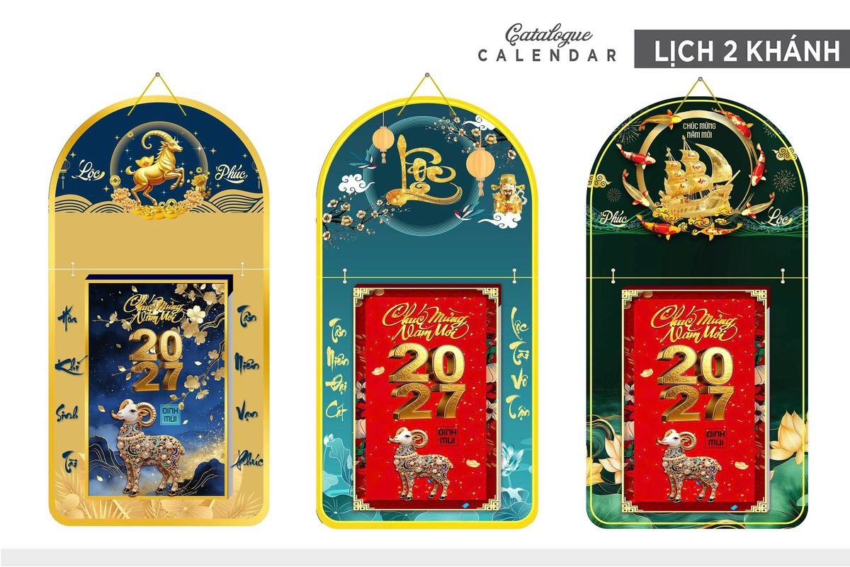 Lịch Khánh Gỗ Lamina 2 Đầu 2027 LM2D_018 - Quà Tặng Đại Hội