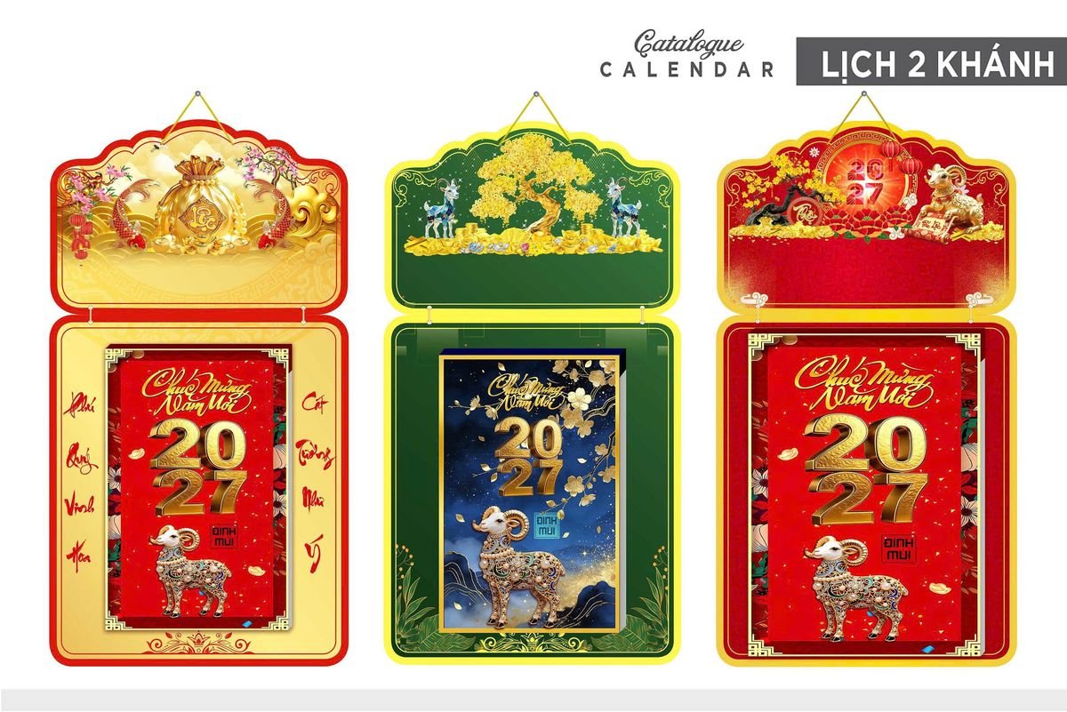 Lịch Khánh Gỗ Lamina 2 Đầu 2027 LM2D_019 - Quà Tặng Đại Hội