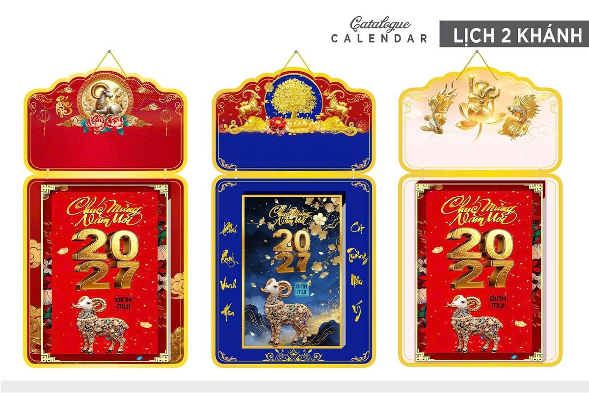 Lịch Khánh Gỗ Lamina 2 Đầu 2027 LM2D_020 - Quà Tặng Đại Hội