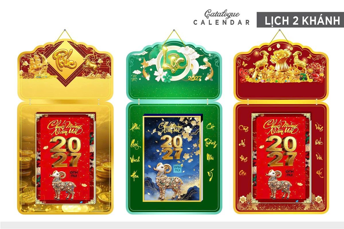 Lịch Khánh Gỗ Lamina 2 Đầu 2027 LM2D_021 - Quà Tặng Đại Hội
