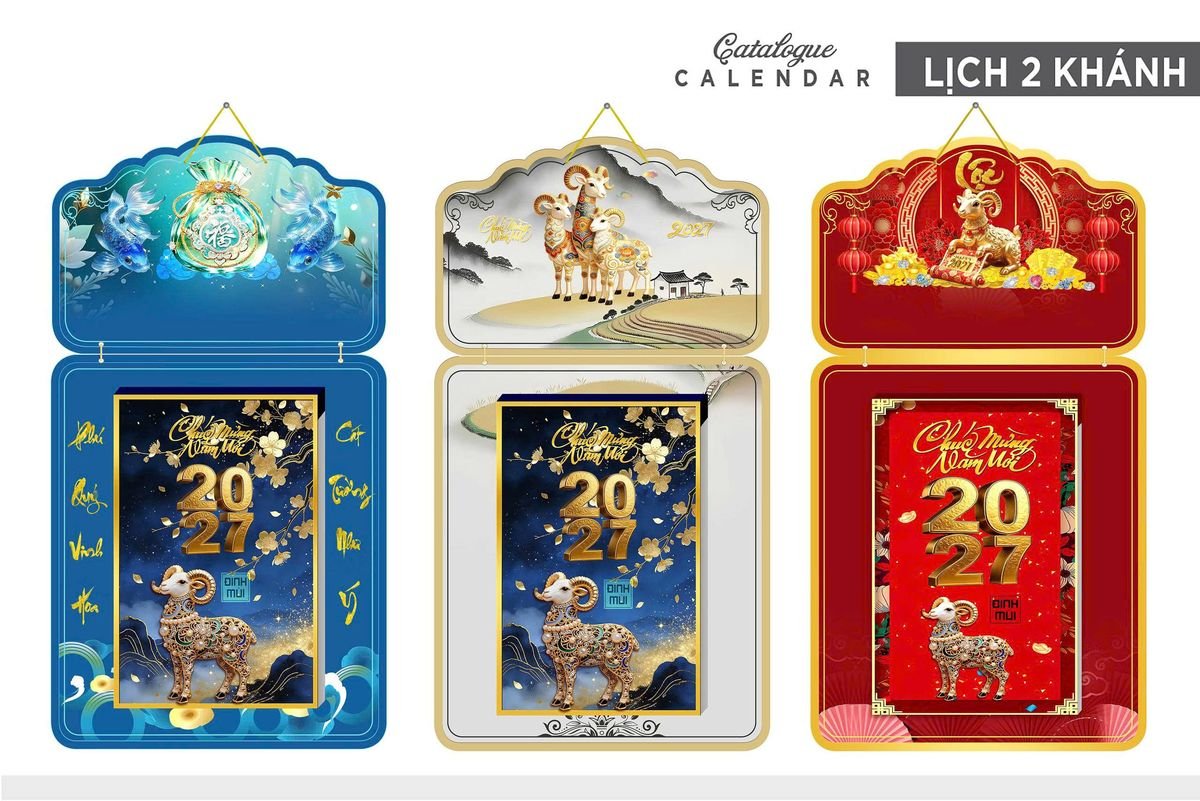 Lịch Khánh Gỗ Lamina 2 Đầu 2027 LM2D_022 - Quà Tặng Đại Hội