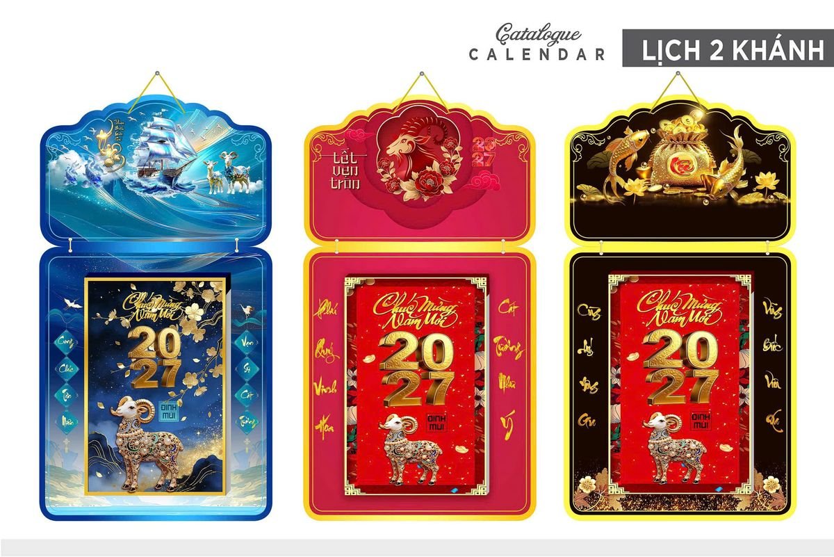Lịch Khánh Gỗ Lamina 2 Đầu 2027 LM2D_023 - Quà Tặng Đại Hội