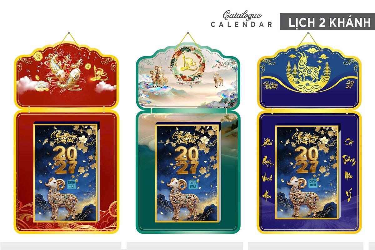 Lịch Khánh Gỗ Lamina 2 Đầu 2027 LM2D_025 - Quà Tặng Đại Hội