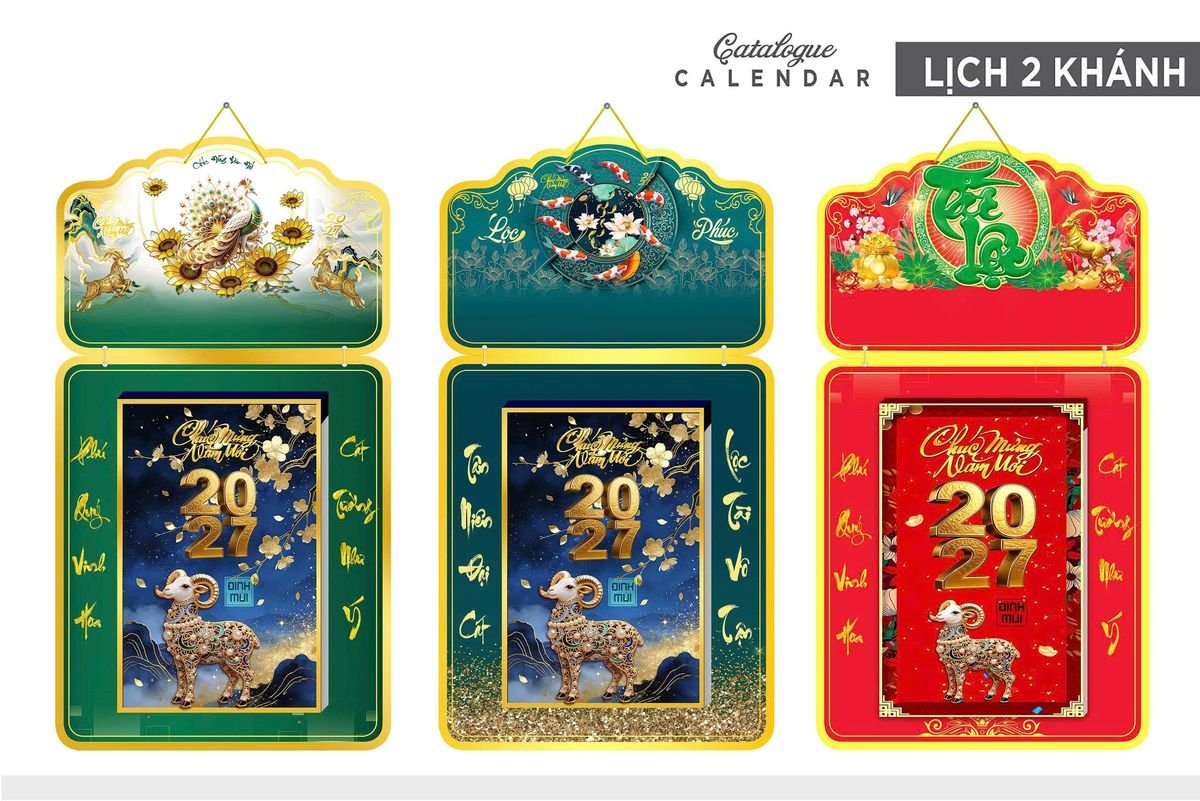 Lịch Khánh Gỗ Lamina 2 Đầu 2027 LM2D_026 - Quà Tặng Đại Hội