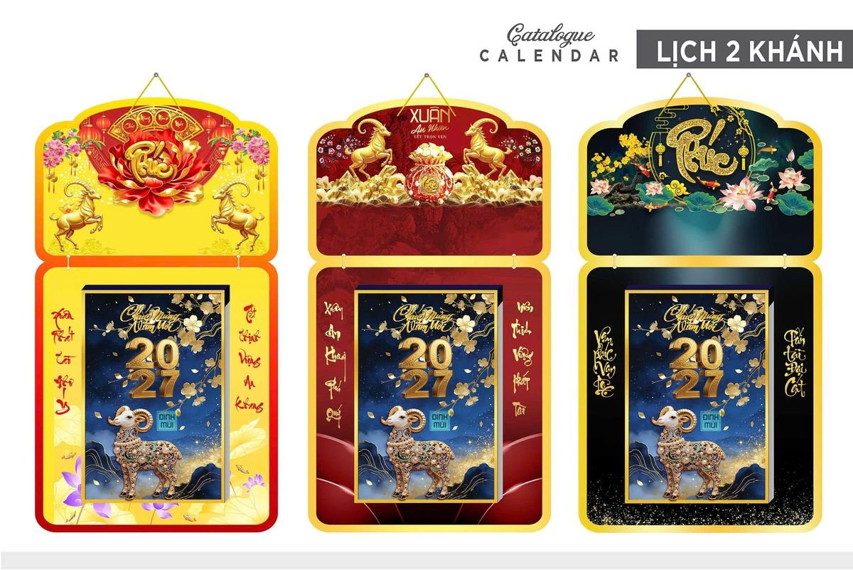 Lịch Khánh Gỗ Lamina 2 Đầu 2027 LM2D_029 - Quà Tặng Đại Hội