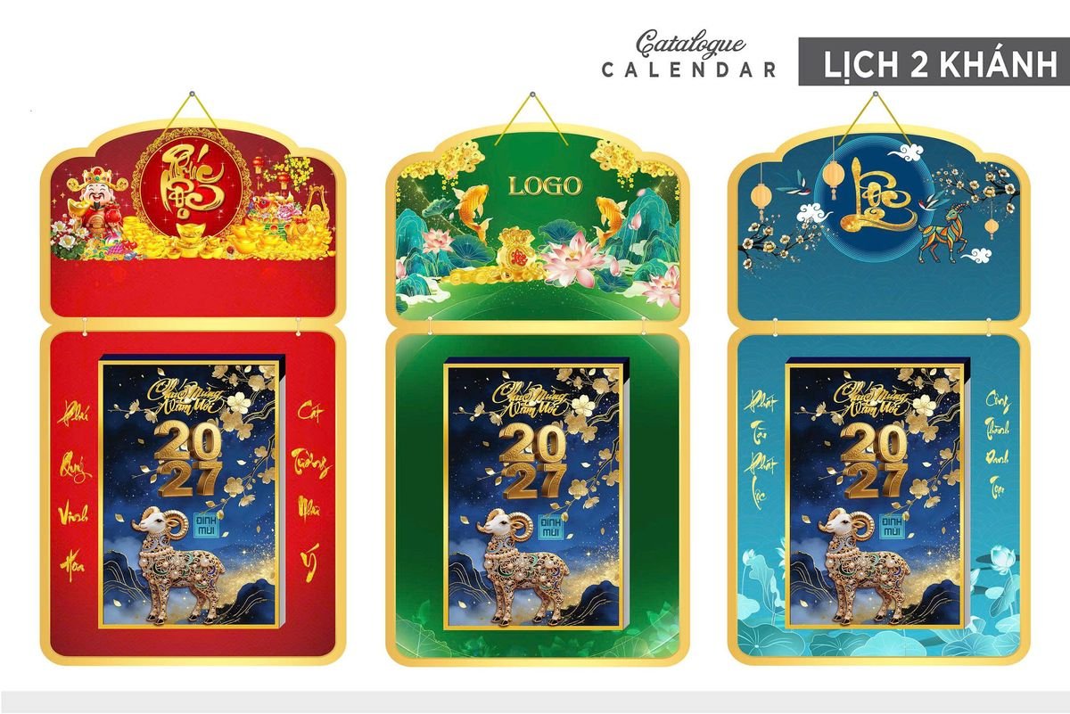 Lịch Khánh Gỗ Lamina 2 Đầu 2027 LM2D_030 - Quà Tặng Đại Hội