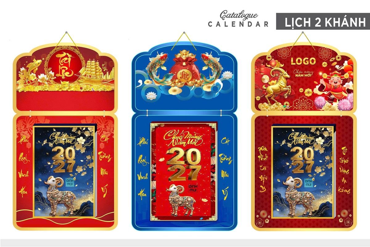 Lịch Khánh Gỗ Lamina 2 Đầu 2027 LM2D_032 - Quà Tặng Đại Hội