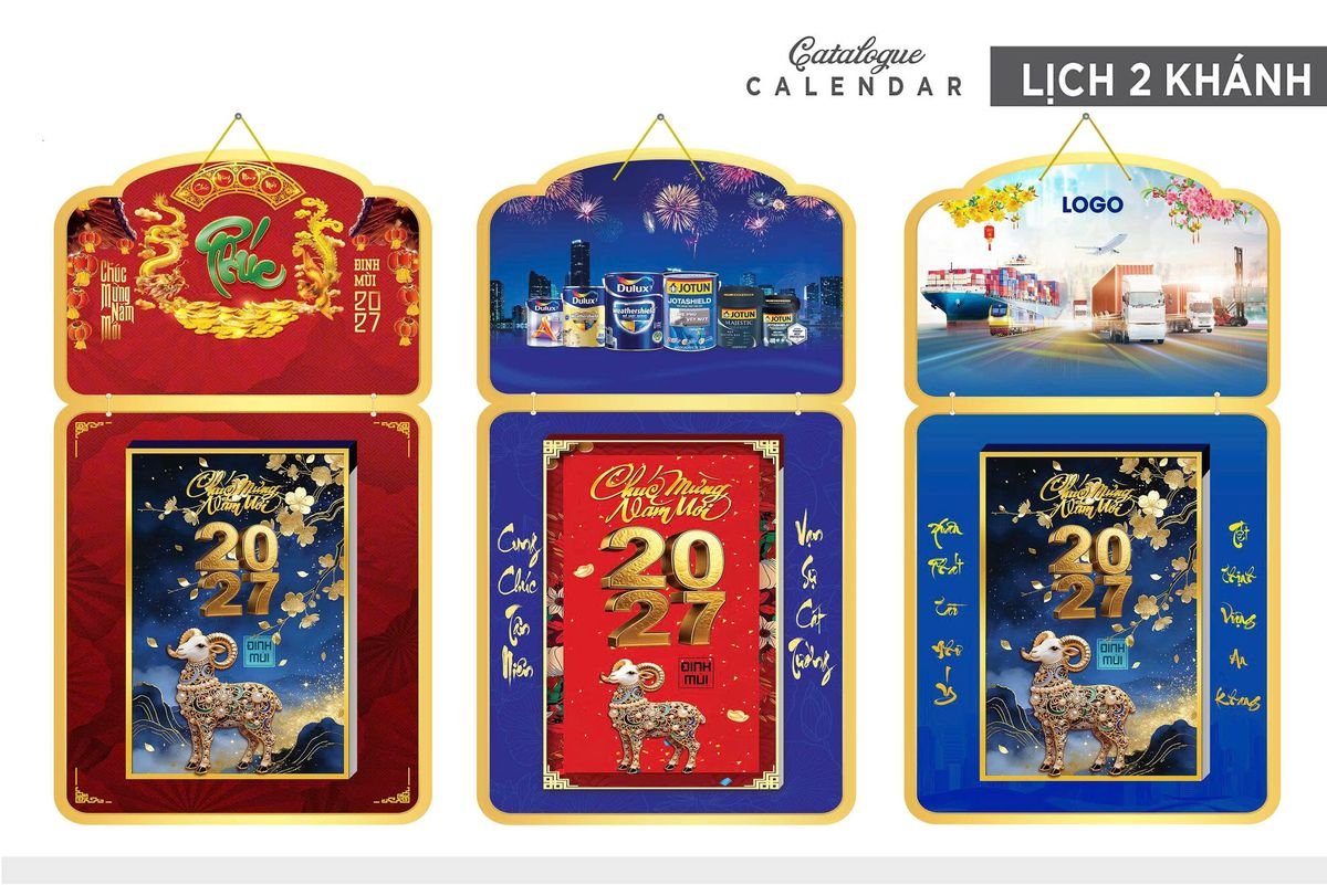 Lịch Khánh Gỗ Lamina 2 Đầu 2027 LM2D_034 - Quà Tặng Đại Hội