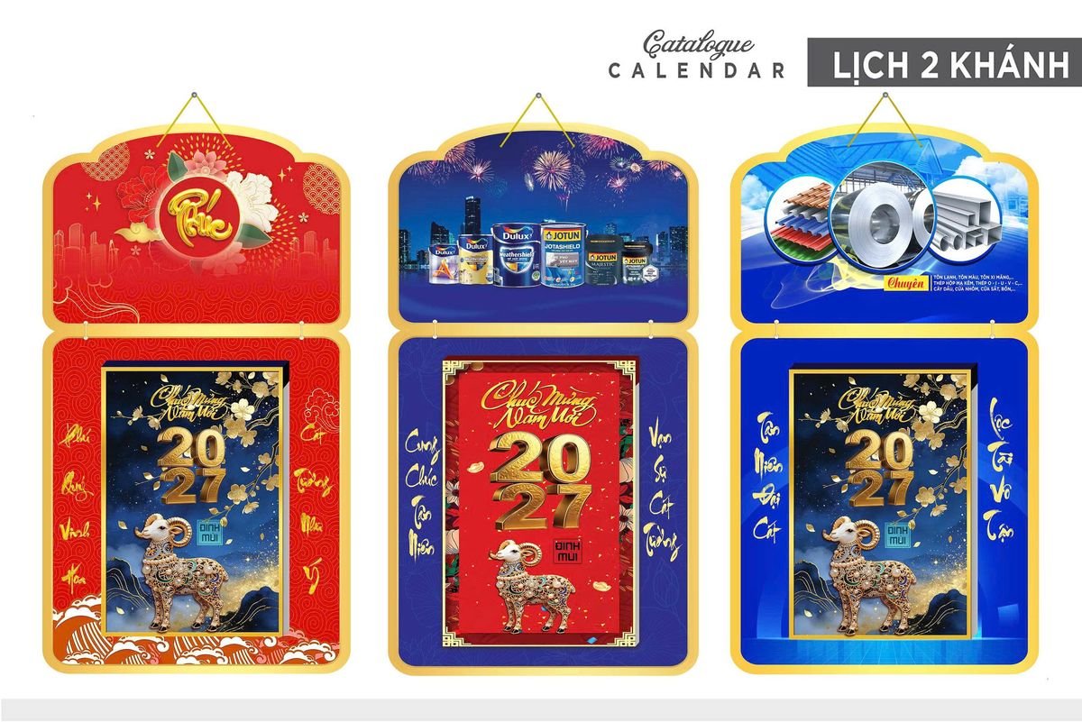 Lịch Khánh Gỗ Lamina 2 Đầu 2027 LM2D_035 - Quà Tặng Đại Hội