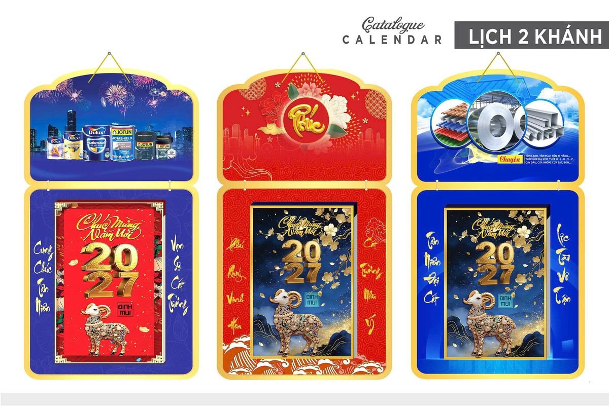 Lịch Khánh Gỗ Lamina 2 Đầu 2027 LM2D_036 - Quà Tặng Đại Hội