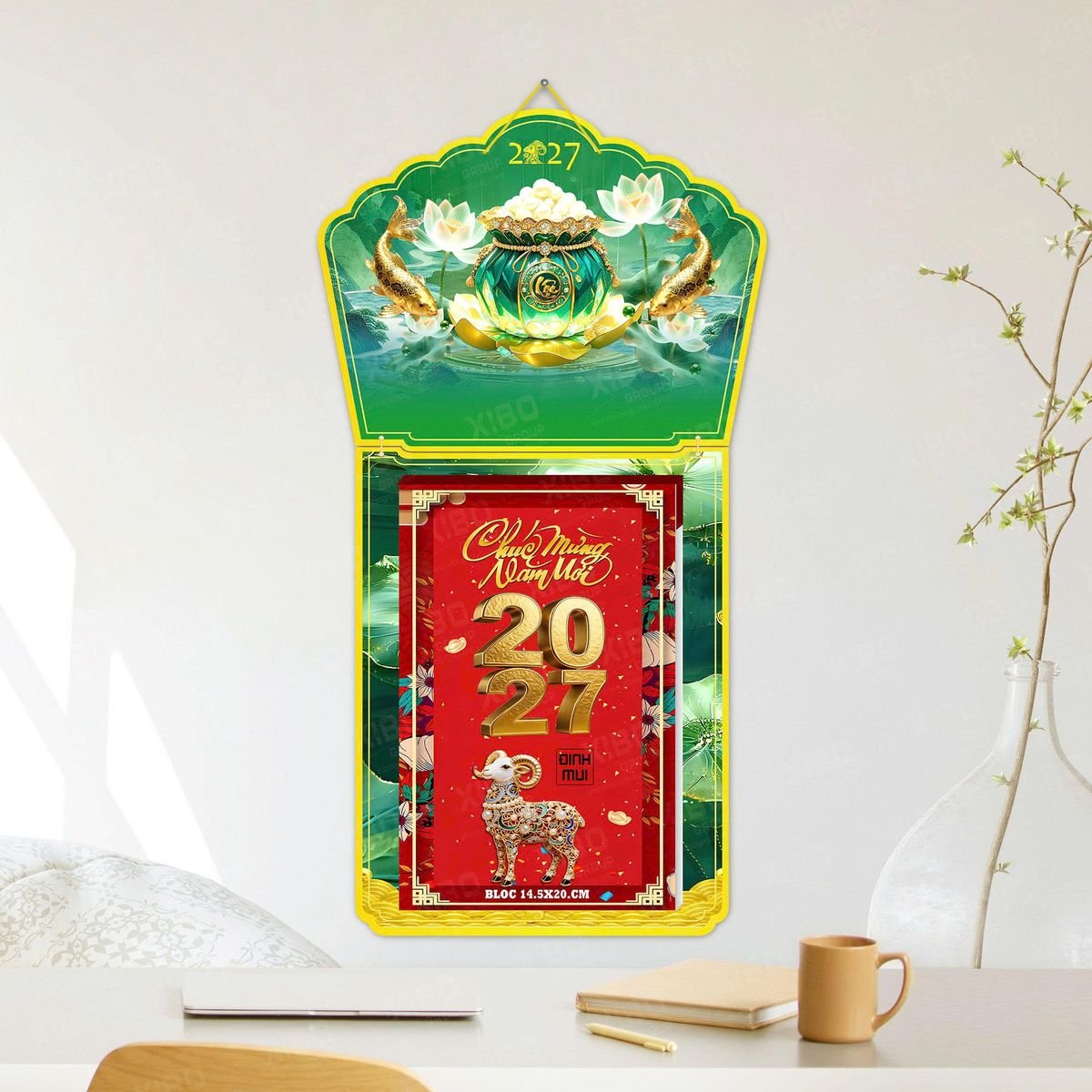 Lịch Khánh Gỗ Lamina 2 Đầu 2027 LM2D_038 - Quà Tặng Đại Hội