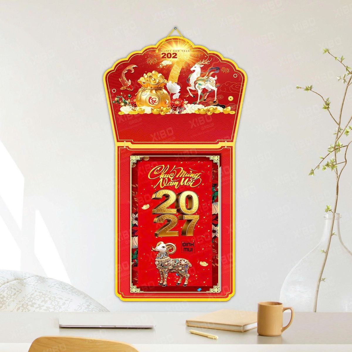 Lịch Khánh Gỗ Lamina 2 Đầu 2027 LM2D_041 - Quà Tặng Đại Hội