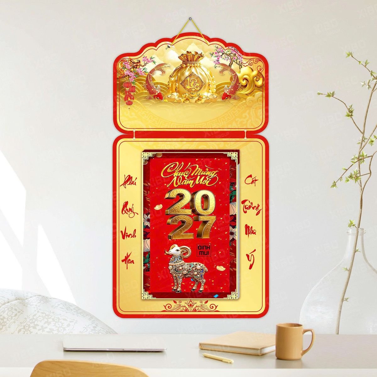 Lịch Khánh Gỗ Lamina 2 Đầu 2027 LM2D_043 - Quà Tặng Đại Hội