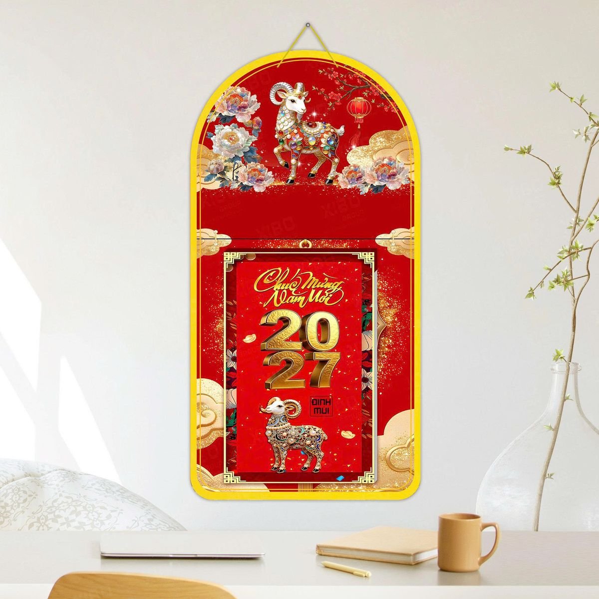 Lịch Khánh Gỗ Lamina 2 Đầu 2027 LM2D_048 - Quà Tặng Đại Hội