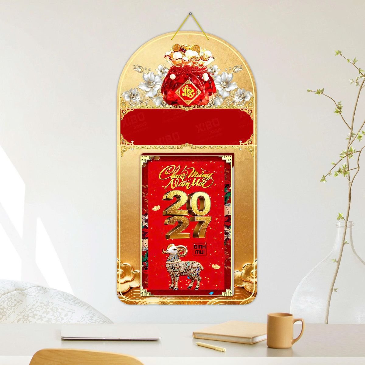 Lịch Khánh Gỗ Lamina 2 Đầu 2027 LM2D_049 - Quà Tặng Đại Hội