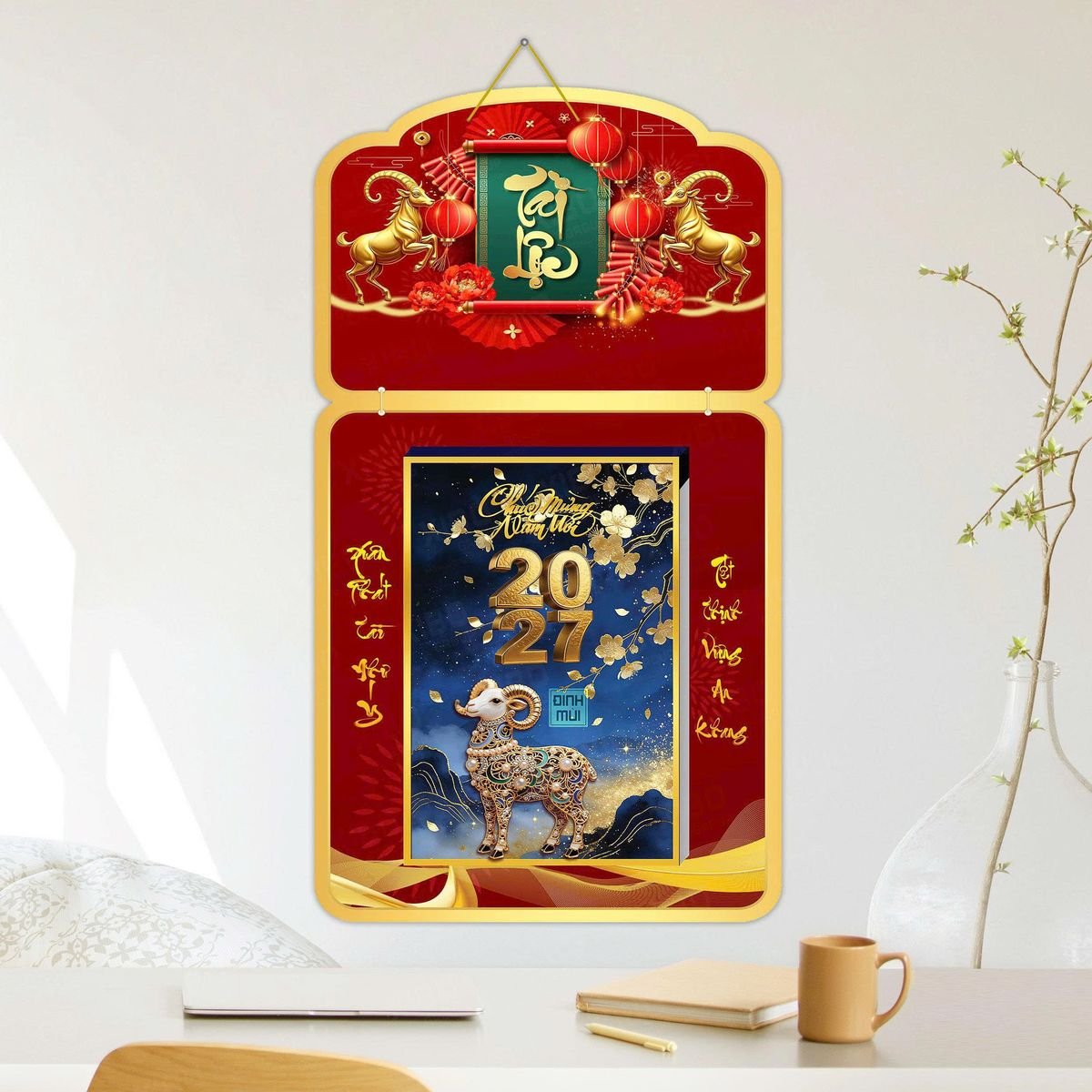 Lịch Khánh Gỗ Lamina 2 Đầu 2027 LM2D_053 - Quà Tặng Đại Hội