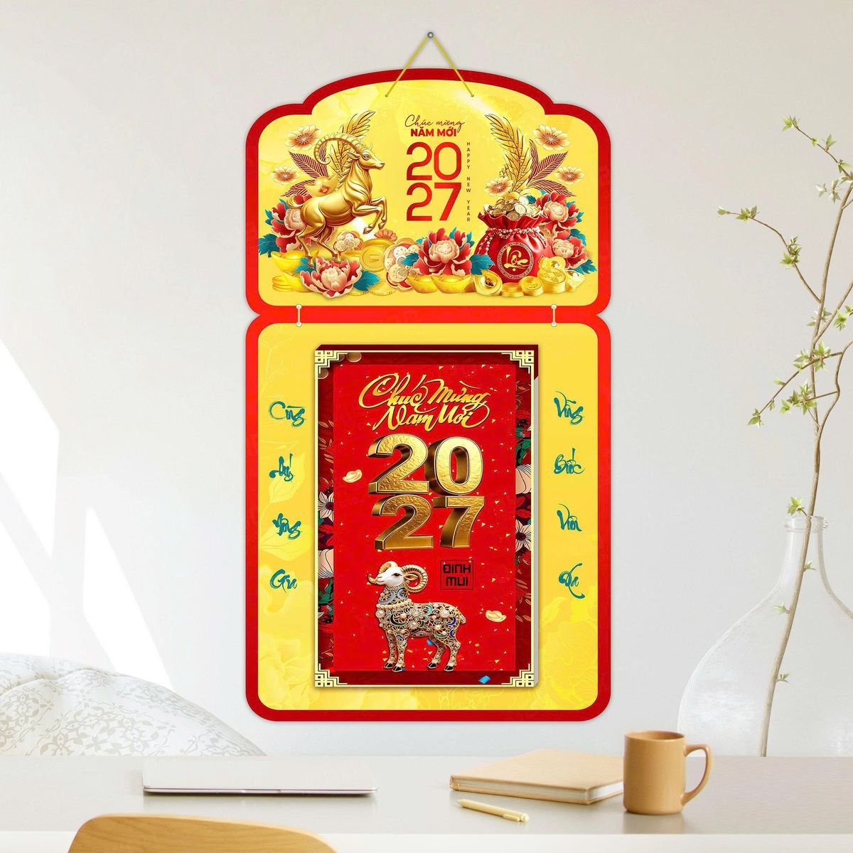 Lịch Khánh Gỗ Lamina 2 Đầu 2027 LM2D_054 - Quà Tặng Đại Hội
