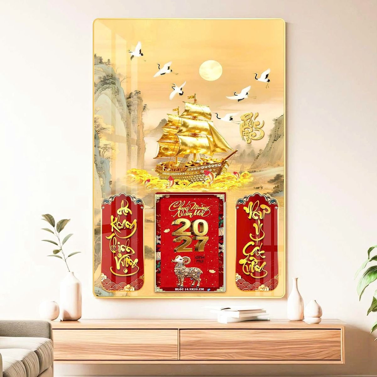 Lịch Gỗ Lamina Cao Cấp 40x60cm 2027 LM406_049 - Quà Tặng Đại Hội