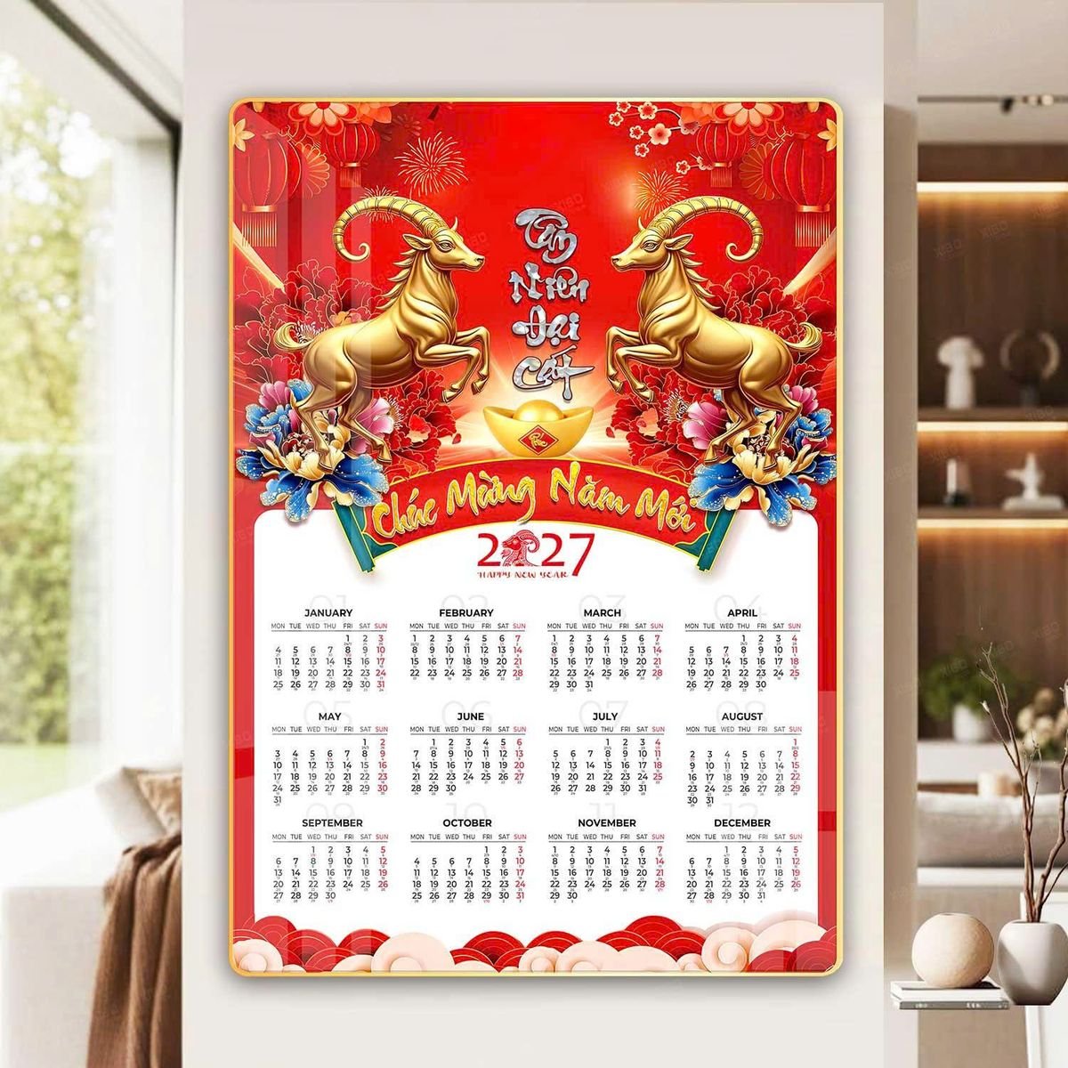 Lịch Gỗ Lamina Cao Cấp 40x60cm 2027 LM406_054 - Quà Tặng Đại Hội