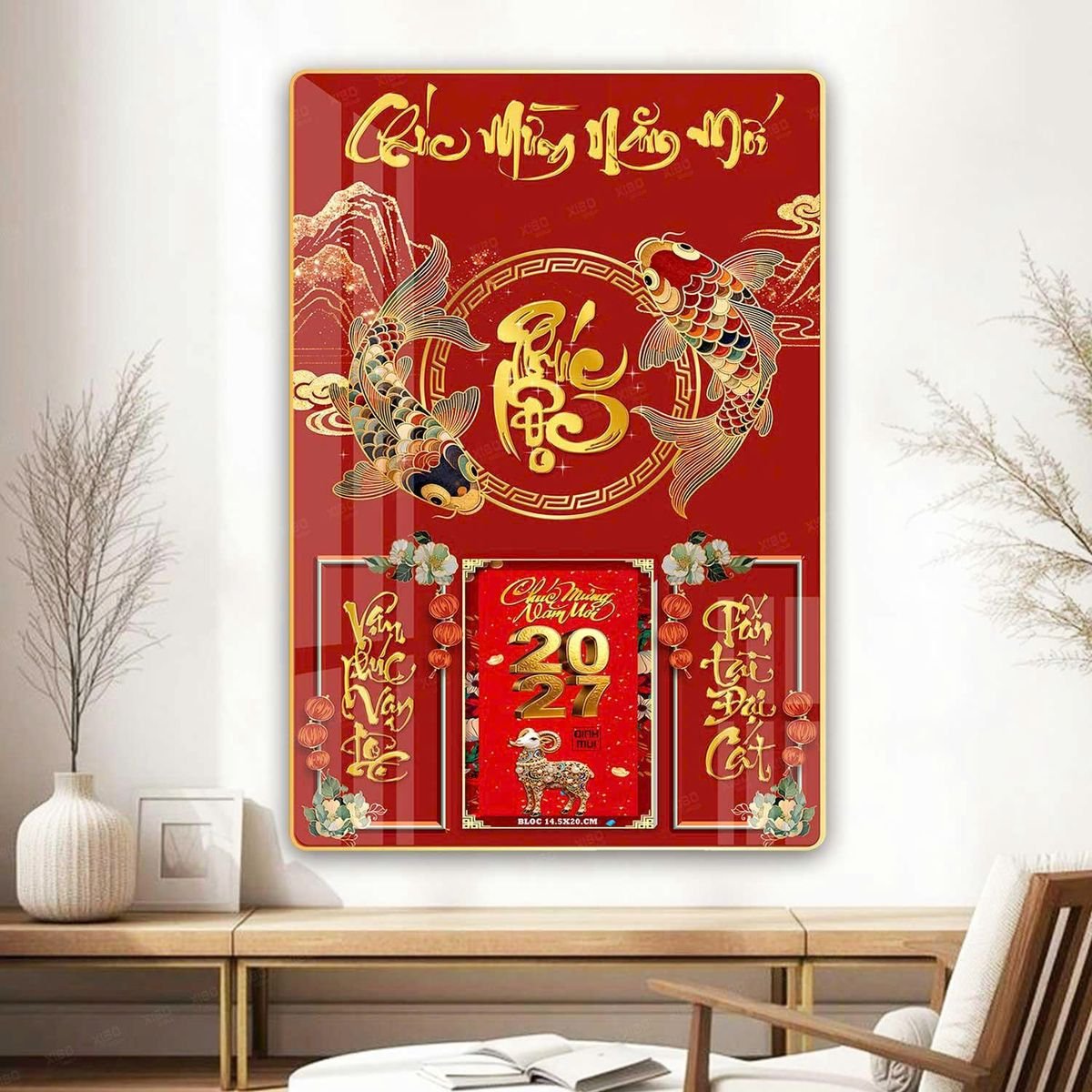 Lịch Gỗ Lamina Cao Cấp 40x60cm 2027 LM406_065 - Quà Tặng Đại Hội