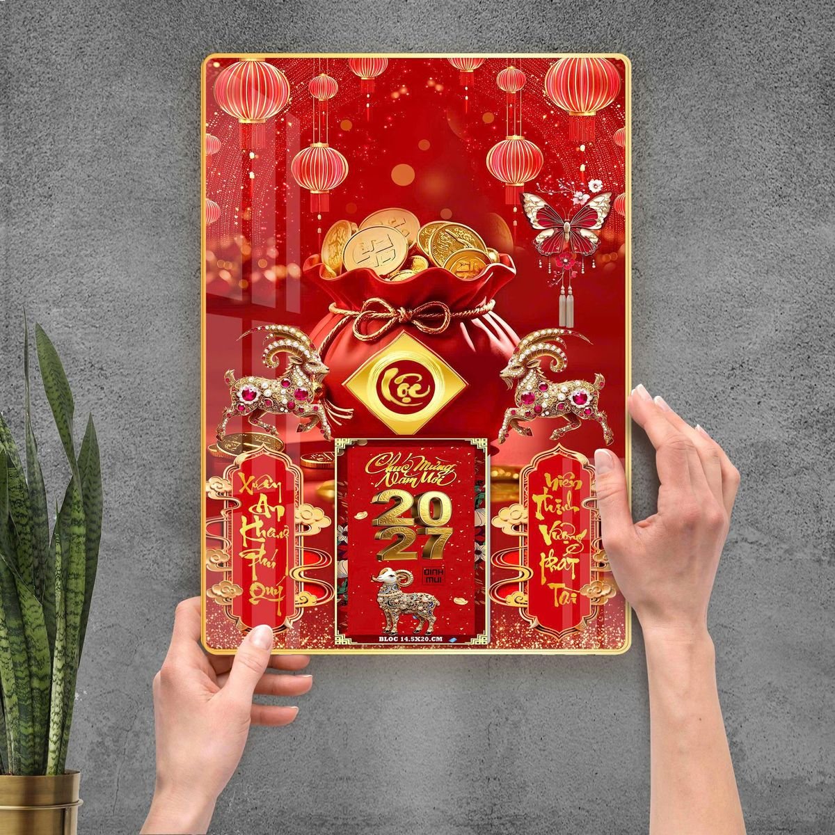 Lịch Gỗ Lamina Cao Cấp 40x60cm 2027 LM406_097 - Quà Tặng Đại Hội
