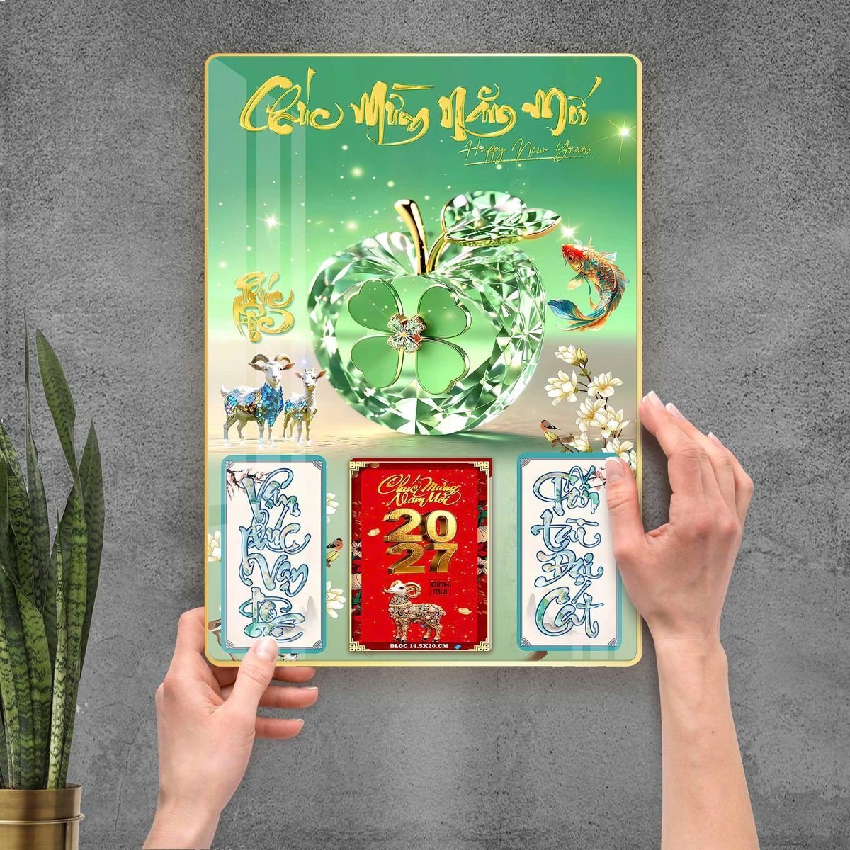Lịch Gỗ Lamina Cao Cấp 40x60cm 2027 LM406_098 - Quà Tặng Đại Hội