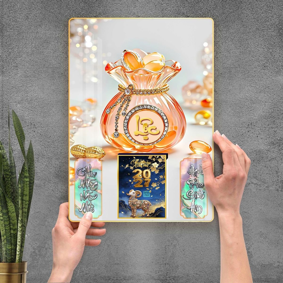 Lịch Gỗ Lamina Cao Cấp 40x60cm 2027 LM406_100 - Quà Tặng Đại Hội