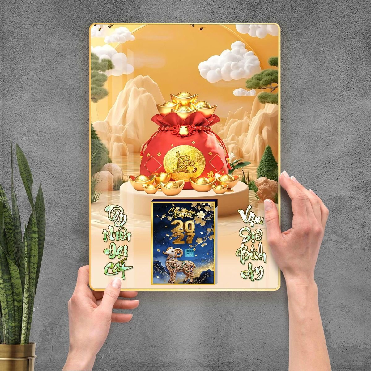 Lịch Gỗ Lamina Cao Cấp 40x60cm 2027 LM406_112 - Quà Tặng Đại Hội