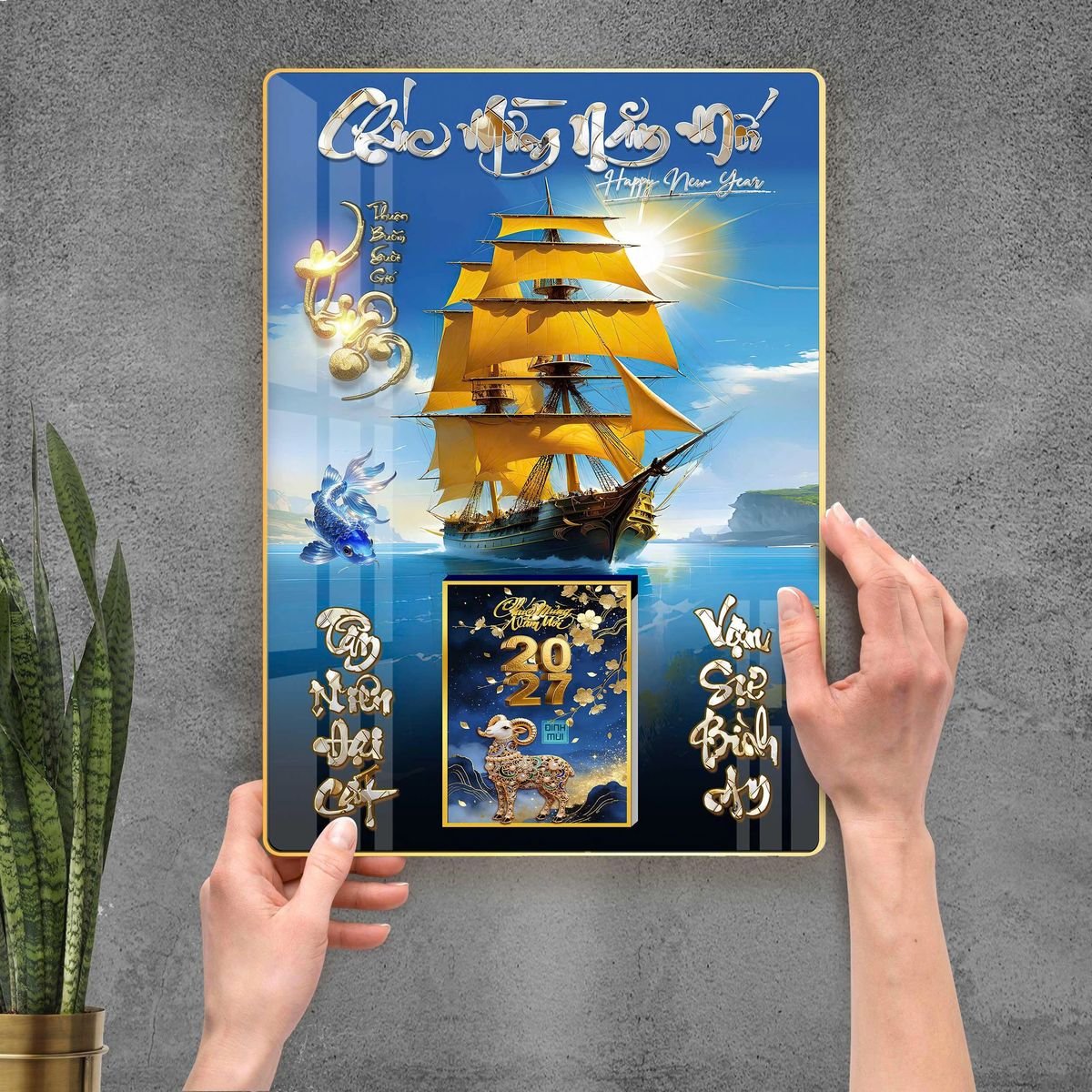 Lịch Gỗ Lamina Cao Cấp 40x60cm 2027 LM406_113 - Quà Tặng Đại Hội