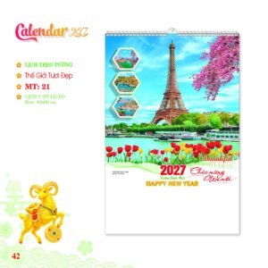 Lịch Treo Tường Lò Xo 2027 MT Mẫu MT21 (40 x 60 cm) Ấn Phẩm Quà Tặng Đại Hội & Hội Nghị in logo doanh nghiệp quà tặng Tết tại Quà Tặng Đại Hội VN
