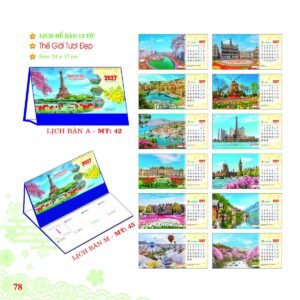 Lịch Để Bàn 2027 MT Mẫu MT42 (24 x 17cm) Ấn Phẩm Quà Tặng Đại Hội & Hội Nghị in logo doanh nghiệp quà tặng Tết tại Quà Tặng Đại Hội VN