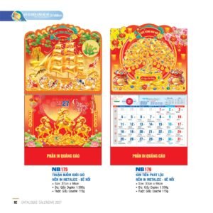 Lịch Treo Tường Lò Xo 2027 NB Mẫu NB176 (37 x 68cm) Ấn Phẩm Quà Tặng Đại Hội & Hội Nghị in logo doanh nghiệp quà tặng Tết tại Quà Tặng Đại Hội VN