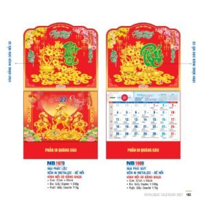 Lịch Bìa Treo 2027 NB Mẫu NB197D (29 x 41 cm) Ấn Phẩm Quà Tặng Đại Hội & Hội Nghị in logo doanh nghiệp quà tặng Tết tại Quà Tặng Đại Hội VN