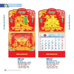 Lịch Treo Tường Lò Xo 2027 NB Mẫu NB200C (37 x 68cm) Ấn Phẩm Quà Tặng Đại Hội & Hội Nghị in logo doanh nghiệp quà tặng Tết tại Quà Tặng Đại Hội VN