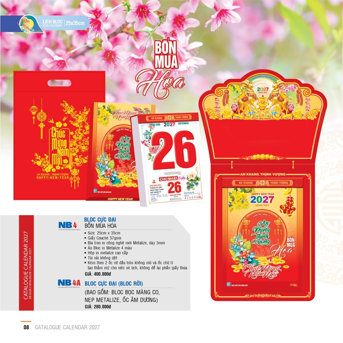 Lịch Bloc Cực Đại 2027 NB Mẫu NB4 (25 x 35cm) Ấn Phẩm Quà Tặng Đại Hội & Hội Nghị Lịch Bloc Cực Đại 2027 NB Mẫu NB4 (25 x 35cm) Ấn Phẩm Quà Tặng Đại Hội & Hội Nghị in logo doanh nghiệp quà tặng Tết tại Quà Tặng Đại Hội VN