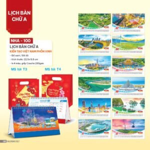 Lịch Bàn Chữ A 2027 NHA Mẫu NHA100 (17 x 19 cm) Ấn Phẩm Quà Tặng Đại Hội & Hội Nghị in logo doanh nghiệp quà tặng Tết tại Quà Tặng Đại Hội VN