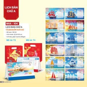 Lịch Bàn Chữ A 2027 NHA Mẫu NHA104 - Thuận Buồm Xuôi Gió (17 x 19 cm) Ấn Phẩm Quà Tặng Đại Hội & Hội Nghị in logo doanh nghiệp quà tặng Tết tại Quà Tặng Đại Hội VN