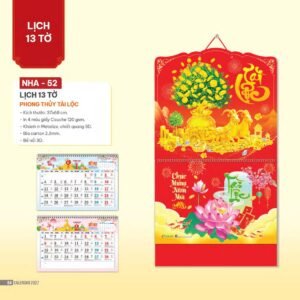 Lịch Bìa Treo 2027 NHA Mẫu NHA52 (37 x 68cm) Ấn Phẩm Quà Tặng Đại Hội & Hội Nghị in logo doanh nghiệp quà tặng Tết tại Quà Tặng Đại Hội VN