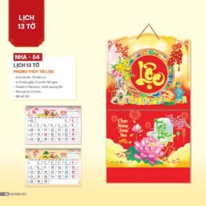 Lịch Bìa Treo 2027 NHA Mẫu NHA54 (37 x 68cm) Ấn Phẩm Quà Tặng Đại Hội & Hội Nghị in logo doanh nghiệp quà tặng Tết tại Quà Tặng Đại Hội VN
