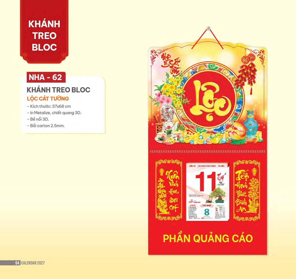 Lịch Bloc 2027 NHA Mẫu NHA62 (37 x 68cm) Ấn Phẩm Quà Tặng Đại Hội & Hội Nghị Lịch Bloc 2027 NHA Mẫu NHA62 (37 x 68cm) Ấn Phẩm Quà Tặng Đại Hội & Hội Nghị in logo doanh nghiệp quà tặng Tết tại Quà Tặng Đại Hội VN