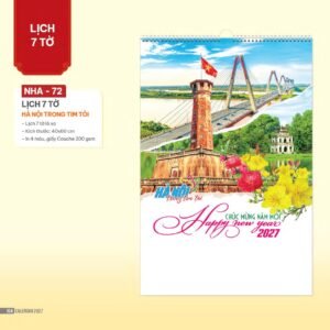 Lịch Treo Tường Lò Xo 2027 NHA Mẫu NHA72 (40 x 60cm) Ấn Phẩm Quà Tặng Đại Hội & Hội Nghị in logo doanh nghiệp quà tặng Tết tại Quà Tặng Đại Hội VN