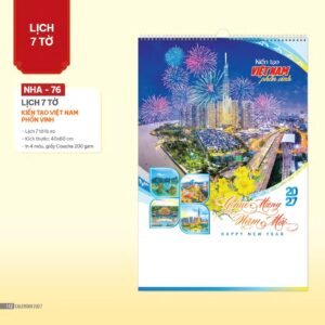 Lịch Treo Tường Lò Xo 2027 NHA Mẫu NHA76 (40 x 60cm) Ấn Phẩm Quà Tặng Đại Hội & Hội Nghị in logo doanh nghiệp quà tặng Tết tại Quà Tặng Đại Hội VN