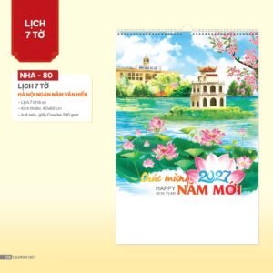 Lịch Treo Tường Lò Xo 2027 NHA Mẫu NHA80 (40 x 60cm) Ấn Phẩm Quà Tặng Đại Hội & Hội Nghị in logo doanh nghiệp quà tặng Tết tại Quà Tặng Đại Hội VN