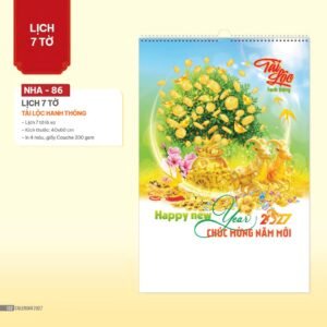 Lịch Treo Tường Lò Xo 2027 NHA Mẫu NHA86 (40 x 60cm) Ấn Phẩm Quà Tặng Đại Hội & Hội Nghị in logo doanh nghiệp quà tặng Tết tại Quà Tặng Đại Hội VN