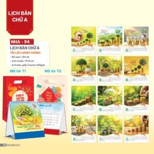 Lịch Bàn Chữ A 2027 NHA Mẫu NHA94 (17 x 19cm) Ấn Phẩm Quà Tặng Đại Hội & Hội Nghị in logo doanh nghiệp quà tặng Tết tại Quà Tặng Đại Hội VN