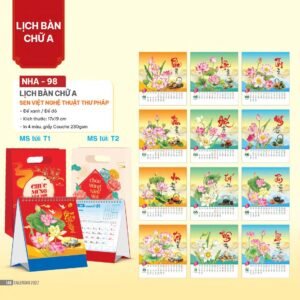 Lịch Bàn Chữ A 2027 NHA Mẫu NHA98 (17 x 19cm) Ấn Phẩm Quà Tặng Đại Hội & Hội Nghị in logo doanh nghiệp quà tặng Tết tại Quà Tặng Đại Hội VN