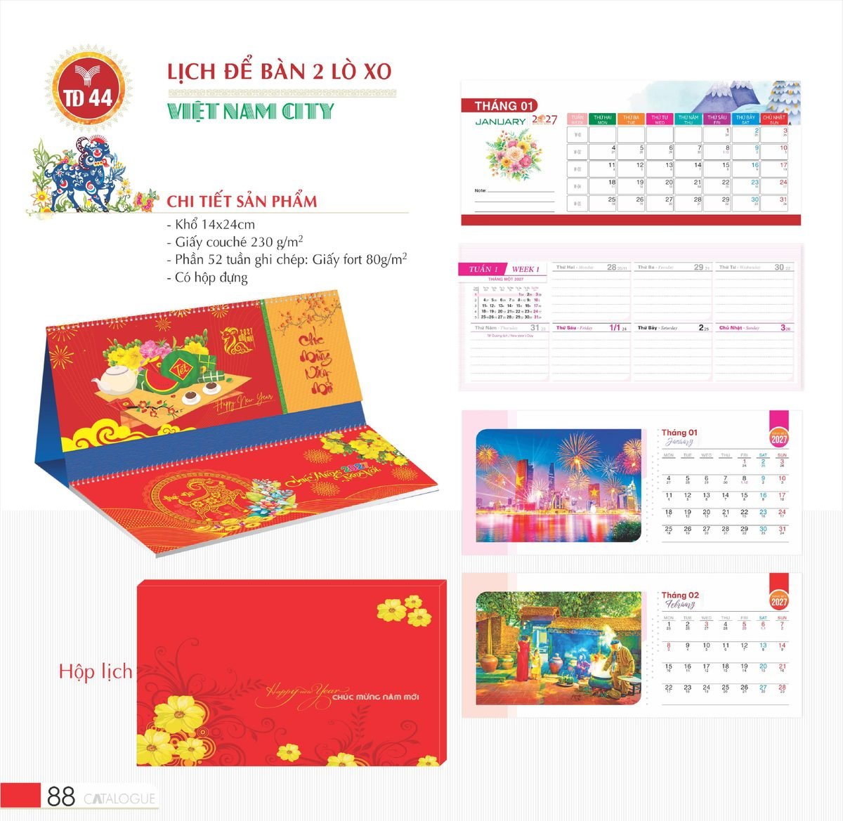 Lịch Để Bàn 2027 TD Mẫu TD44 (14 x 24cm) Ấn Phẩm Quà Tặng Đại Hội & Hội Nghị Lịch Để Bàn 2027 TD Mẫu TD44 (14 x 24cm) Ấn Phẩm Quà Tặng Đại Hội & Hội Nghị in logo doanh nghiệp quà tặng Tết tại Quà Tặng Đại Hội VN