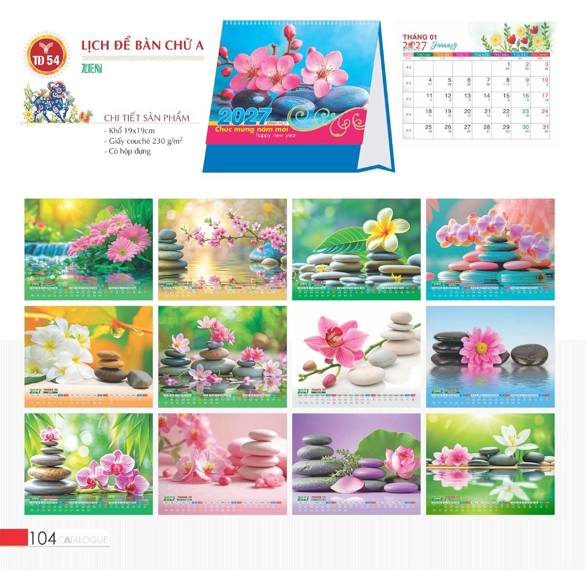 Lịch Bàn Chữ A 2027 TD Mẫu TD54 (19 x 19cm) Ấn Phẩm Quà Tặng Đại Hội & Hội Nghị Lịch Bàn Chữ A 2027 TD Mẫu TD54 (19 x 19cm) Ấn Phẩm Quà Tặng Đại Hội & Hội Nghị in logo doanh nghiệp quà tặng Tết tại Quà Tặng Đại Hội VN