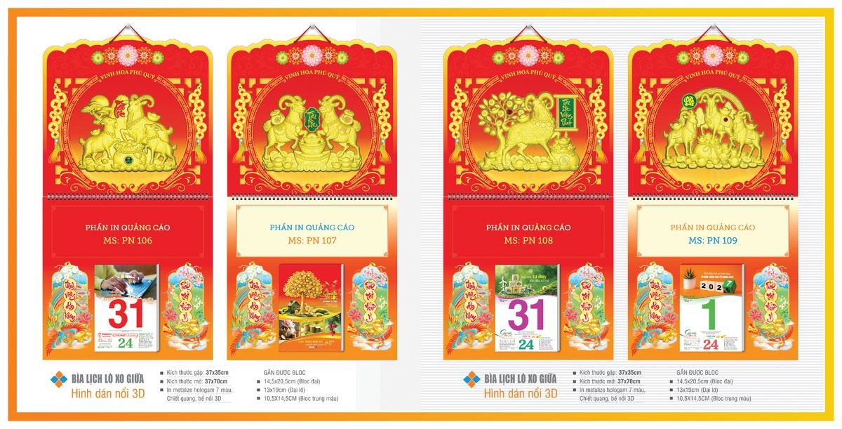 Bìa Lịch Treo Gắn Bloc TPNBIA14 Ấn Phẩm Quà Tặng Đại Hội & Hội Nghị