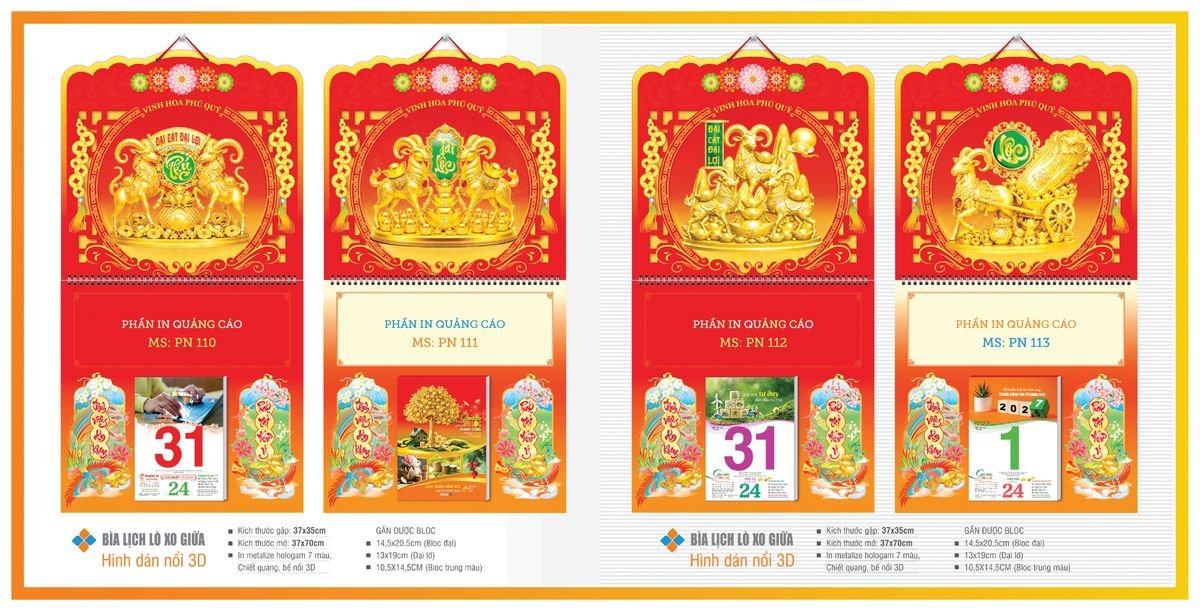 Bìa Lịch Treo Gắn Bloc TPNBIA15 Ấn Phẩm Quà Tặng Đại Hội & Hội Nghị